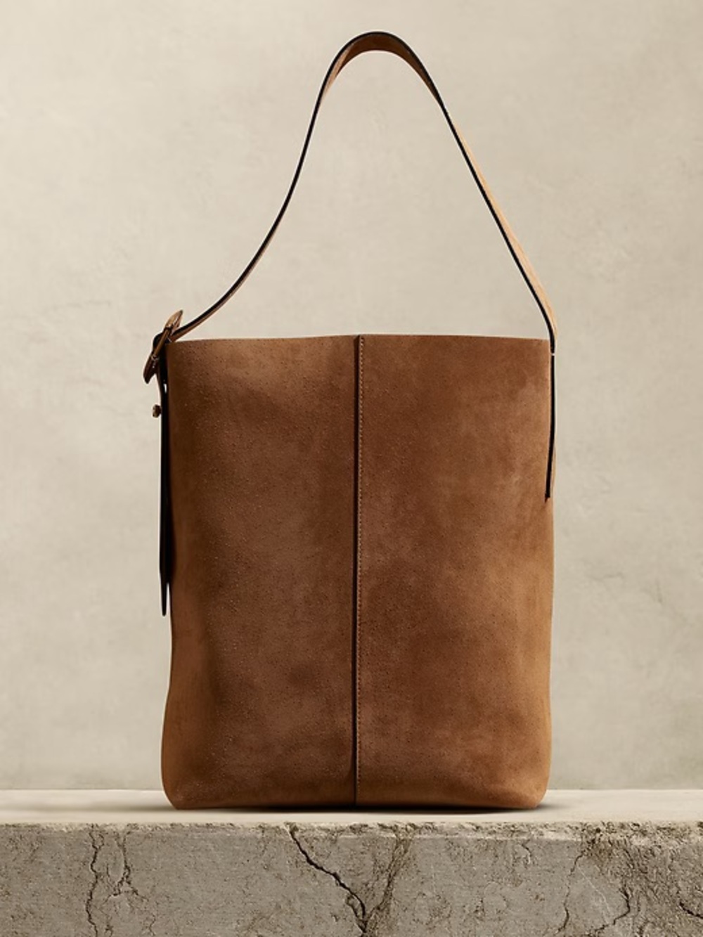 Banana Republic Camel Suede Shoulder Bucket/Tote Bag